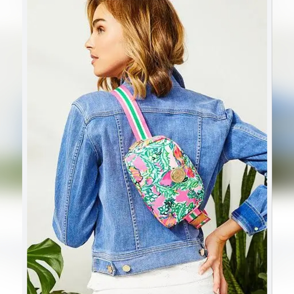 Lilly Pulitzer Jeanie Belt Bag In Soleil Pink Perfect Poppy